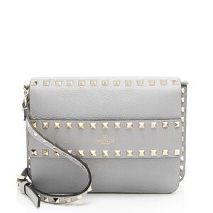 Valentino Grainy Calfskin Rockstud Flap Side Slip Crossbody